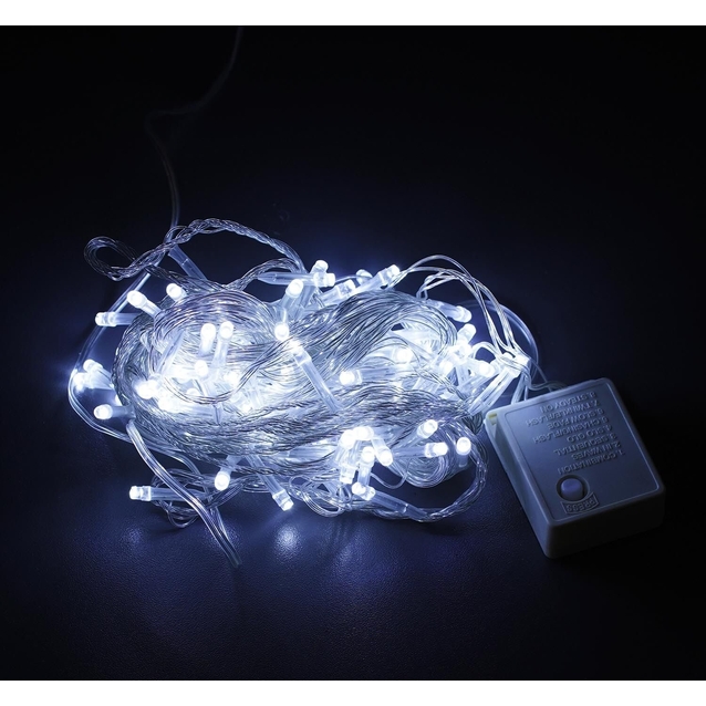 Гірлянда 8 м, 100 лампочок, білий колір світла, 8 режимів, живлення 220V (С 54324) фото westvelo.com