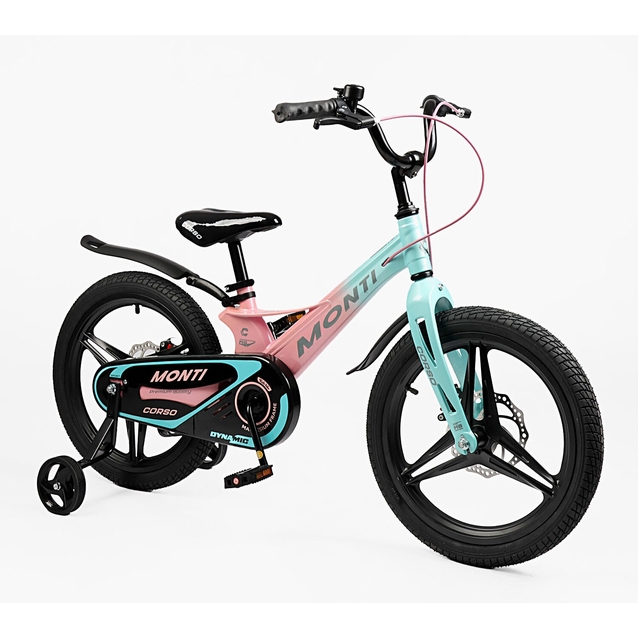 Дитячий велосипед 18 MG Corso «MONTI» MT-18110, магнієва рама, рожево-бірюзовий фото westvelo.com