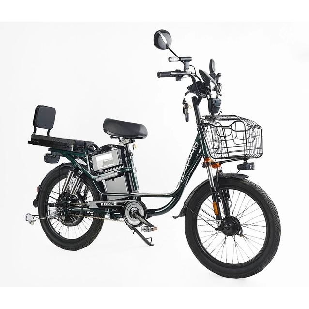 Електровелосипед 22 ST Corso «SHADOW» SH-8036-9 сталь, двигун 500W, акумулятор 48V20Ah літієвий, темно-зелений фото westvelo.com