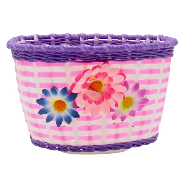Кошик дитячий пластик, рожево -фіолетовий з квітами фото westvelo.com