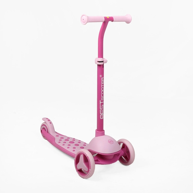 Самокат дитячий 3-х колісний, Best Scooter M-86474 рожевий, колеса PU Ø125mm/40mm зі світлом фото westvelo.com