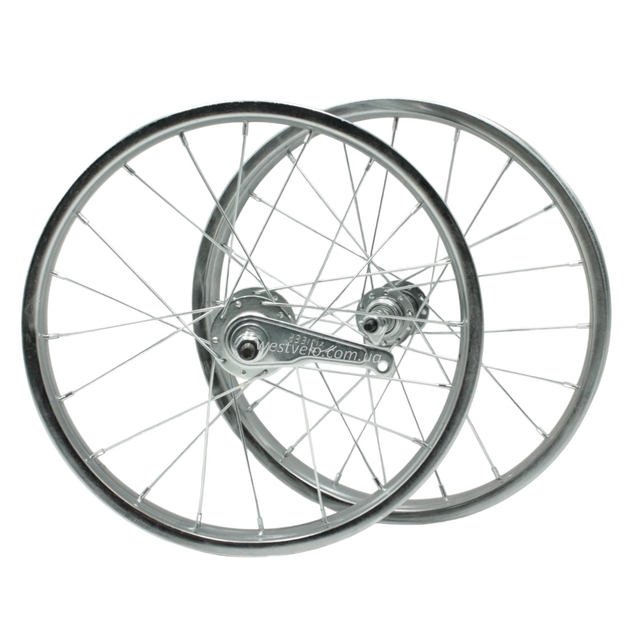 Колеса 16 обід нікель, перед + зад з втулкою Falcon + к-т. з фліпером. фото westvelo.com
