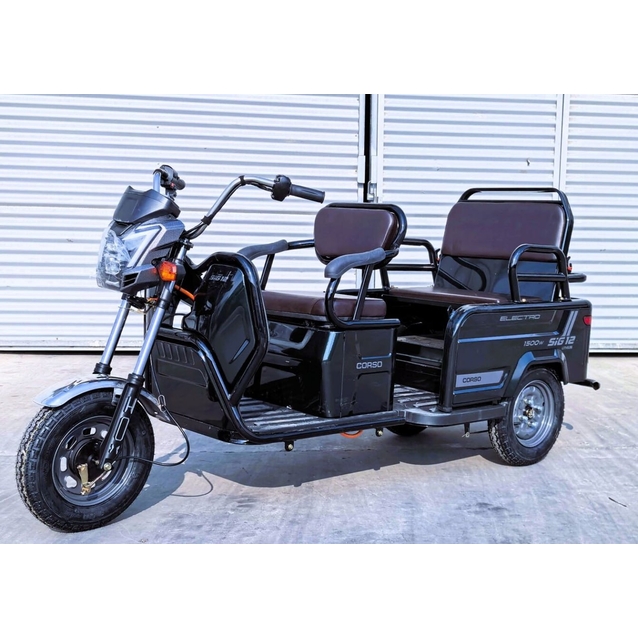 Трицикл Corso «SIG 12» S-189331, двигун 1500W, акумулятор 72V 30Ah літій-залізно-фосфатний, темно зелений, колеса 12" фото westvelo.com