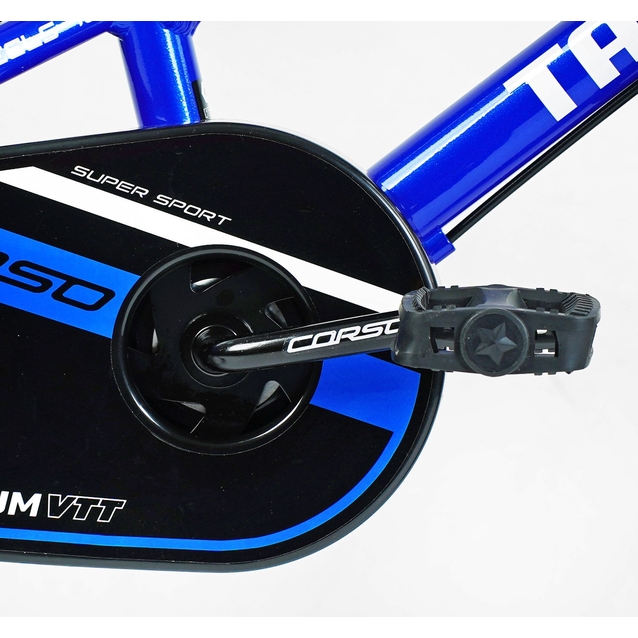 Дитячий велосипед 18 AL Corso «TAYGER» TG-40571 алюмінієва рама синій, ручне гальмо, дод. колеса, дзвоник, бутилочка фото westvelo.com