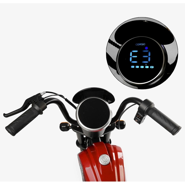 Електромотоцикл Corso H-39741 двигун 160W, акумулятор 24V5Ah свинцево-кислотний, червоний, Bluetooth, звук двигуна, колеса 12" фото westvelo.com
