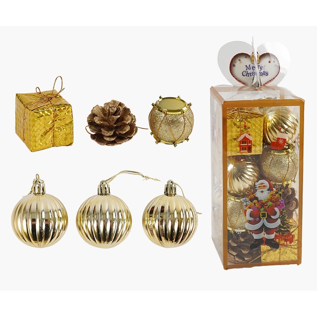 Новорічні прикраси 16 шт, кульки, шишки, подарунки (C 67358) фото westvelo.com
