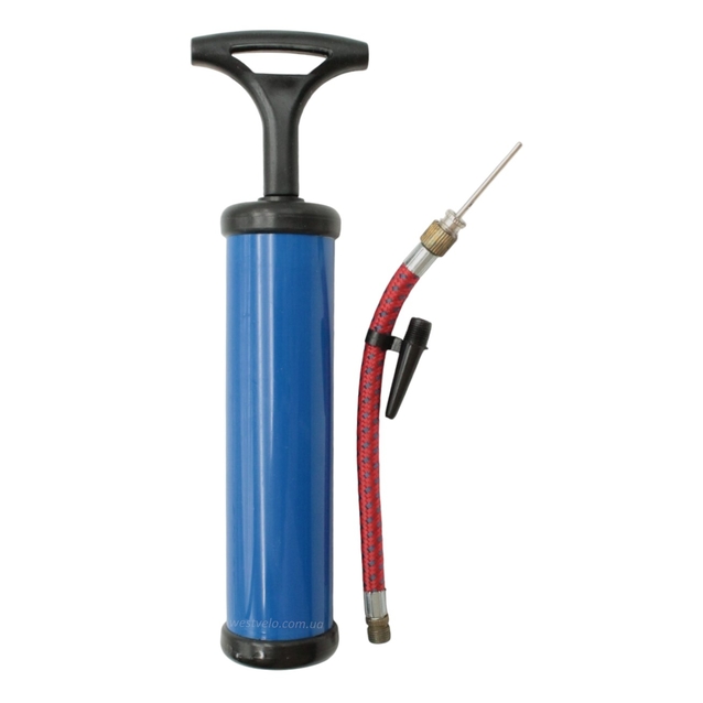 Насос для м'ячів, пластмасовий синій L-145мм. фото westvelo.com