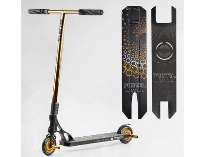 Самокат трюковий Best Scooter «PORTAL» PL-91977 золотий, HIC-система, пеги, AL диск та дека, колеса PU Ø120mm, ширина керма - 58 см