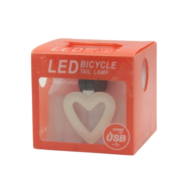 Мигалка на usb зарядку зад LED 902 "Серце" червона, з акумулятором фото westvelo.com