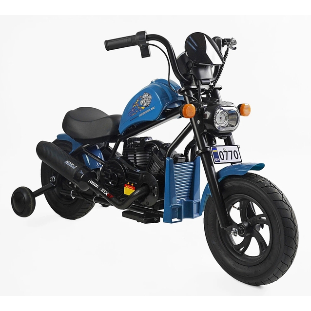 Дитячий електромотоцикл Corso H-42724 двигун 160W, акумулятор 24V5Ah, синій, Bluetooth, звук двигуна