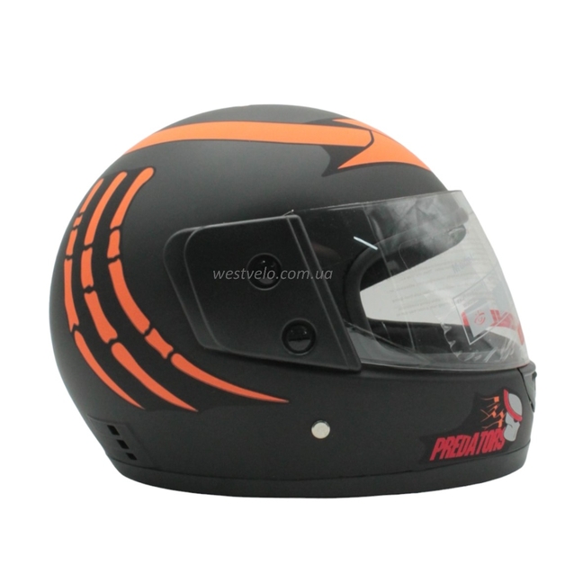 Мото шолом, закритий (XS) F2 "PREDA TORS" чорно-помаранчевий матовий (825-4) фото westvelo.com