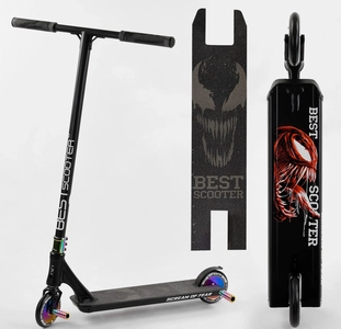 Самокат трюковий Best Scooter «SIMBIOTE-2» 97683 чорно-червоний, HIC-система, пеги, AL диск та дека, колеса PU Ø120mm, ширина керма - 57 см