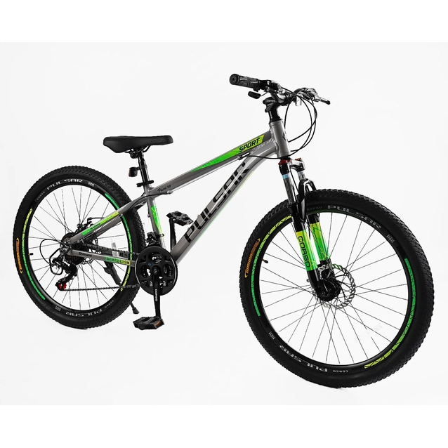 Велосипед 26 AL Corso «PULSAR» PL-26031 алюміній 13", (к-т SHIMANO) сіро-салатовий фото westvelo.com