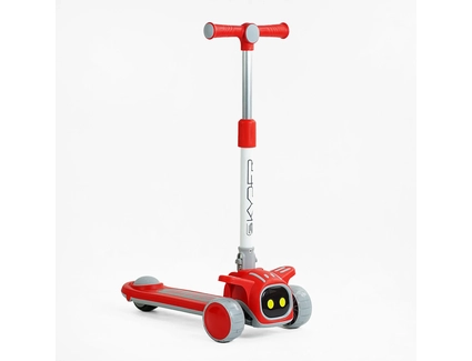 Самокат дитячий 3-х колісний, Skyper RD-0423 червоно-сірий, колеса PU Ø125mm зі світлом, музика та підсвічування платформи, складне кермо