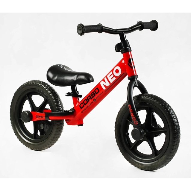 Велобіг 12 Corso, колеса - EVA (піна), сталева рама «NEO» EN-52360 червоний, підставка для ніг фото westvelo.com