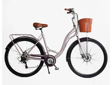 Міський велосипед 28 ST Corso «LIBERTY» LR-28833 сталь 20", (к-т SHIMANO) рожевий + кошик
