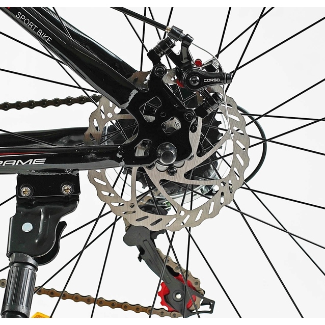 Велосипед 27.5 ST Corso «TORNADO» TR-27639 сталь 15,5", (к-т SHIMANO) чорно-червоний фото westvelo.com
