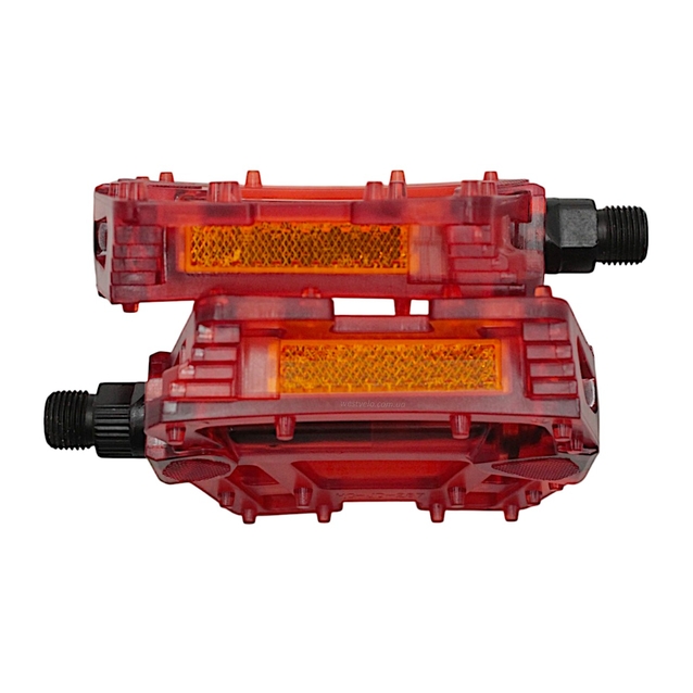 Педалі полікарбонат Hengchi FPD-287, прозорий, червоні (Тайвань) фото westvelo.com