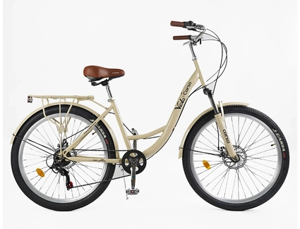 Міський велосипед 26 ST Corso «VIOLA» VL-26704 сталь 17", (к-т SHIMANO) бежевий