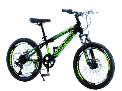 Велосипед 20 ST Corso «CRANK» CR-20247 сталь 11", (к-т SHIMANO) чорно-салатовий