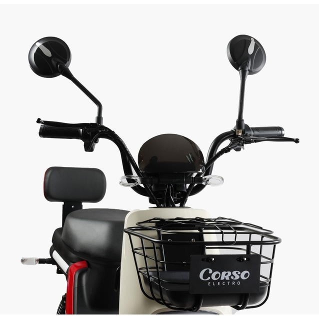 Електроскутер Corso «SWIFT» SW-902450, двигун 500W, акумулятор 60V/20Ah свинцево-кислотний, біло-червоний, колеса 14" + 1 ящик. акум фото westvelo.com