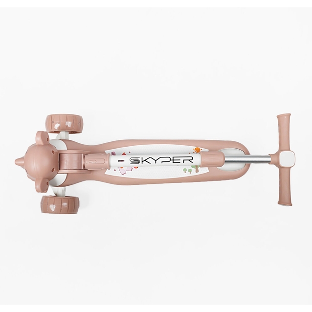 Самокат дитячий 3-х колісний Skyper LF-3254/45 бежевий, колеса PU Ø125mm/40mm зі світлом, озвучування та підсвічування платформи, кермо складне фото westvelo.com