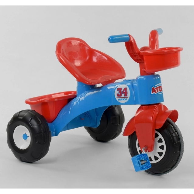 Дитячий велосипед 3-х колісний, колеса пластик з прорезиновою накладкою Pilsan 07-169 червоно-синій, корзинка, багажник фото westvelo.com