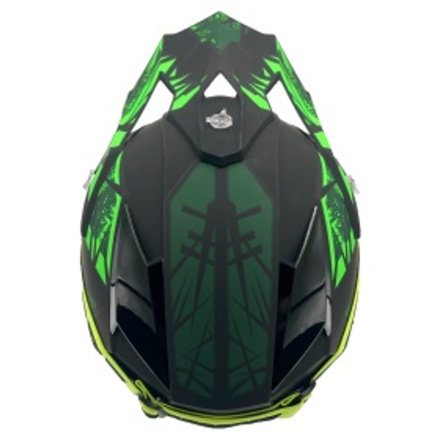Шолом, закритий крос/ендуро (М) АТV Forsage Rider  027 чорно-салатовий матовий з дашком + окуляри