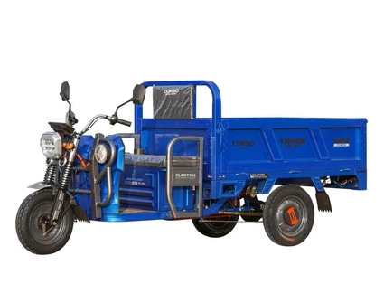 Трицикл РОЗІБРАНИЙ вантажний Corso «TRUCK PLUS» CR-120778, двигун 1500W, акумулятор 72V 58Ah графеновий, синій, 6 МІСЦЬ+2ящик.акум, колеса 12"