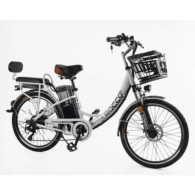 Електровелосипед 24 ST Corso «ROCCO» RC-40716 сталь, двигун  500W, акумулятор 48V20Ah літієвий, білий фото westvelo.com