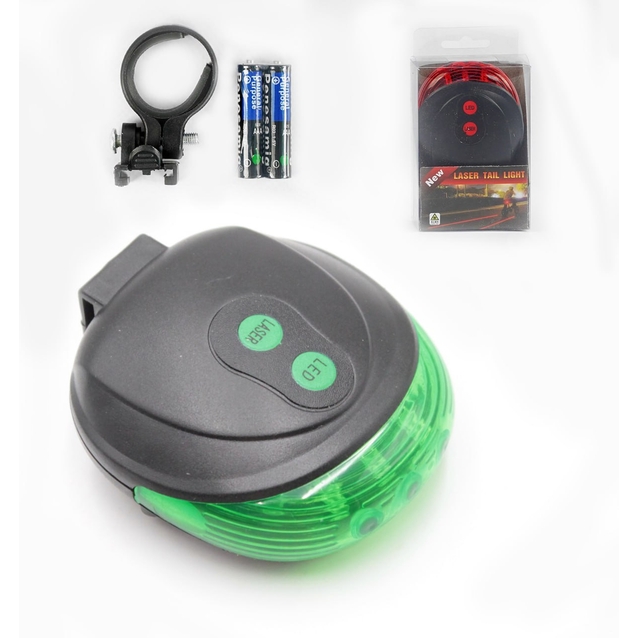 Мигалка + лазер на батарейках зад №681 DW-681 зелена + батарейки
