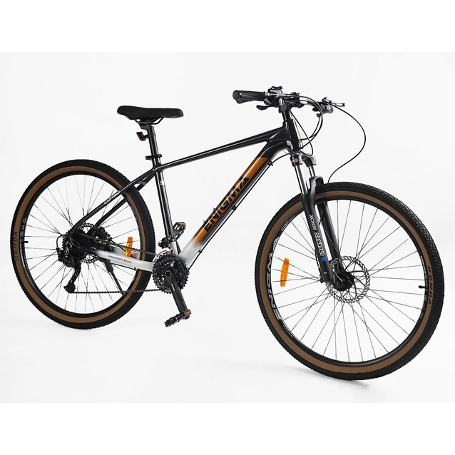 Велосипед 29 AL Corso «ENIGMA» NG-29305 алюміній 19", (к-т SHIMANO Alivio) вилка Santour гідравлічна, чорно-біло-помаранчевий фото westvelo.com