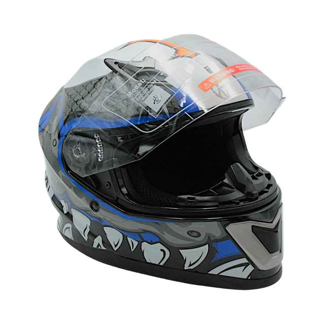 Мото шолом, закритий (L 59-60) VLAND M62-Dino, інтеграл, синій, глянцевий фото westvelo.com