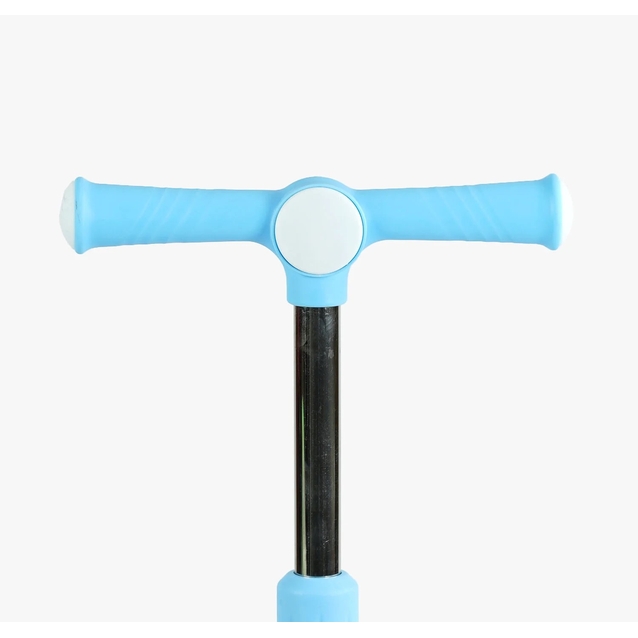 Самокат дитячий 3-х колісний, Skyper CL-9255 блакитно-білий, зі світлом, українське озвучування та підсвічування платформи, кермо складне фото westvelo.com