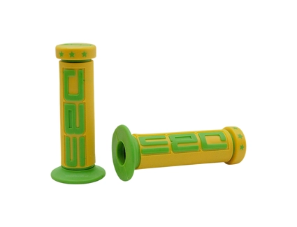 Мото гріпси DBS (Rubber) (жовто-зелені) гумові з буртиком