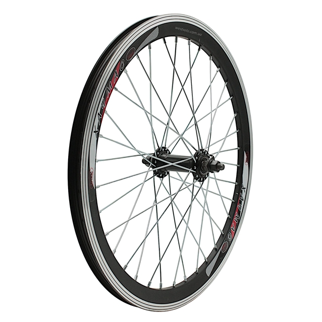 Колесо 20 перед, обід 2-ний чорний, втулка AL на промах чорна фото westvelo.com