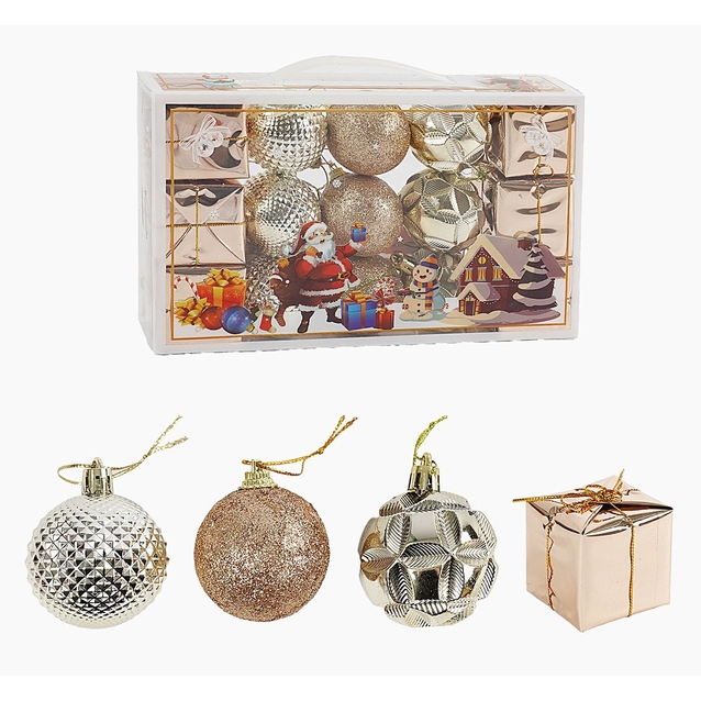Новорічні прикраси 15 шт, кульки, подарунки, D = 5 см, в слюді (C 67308) фото westvelo.com