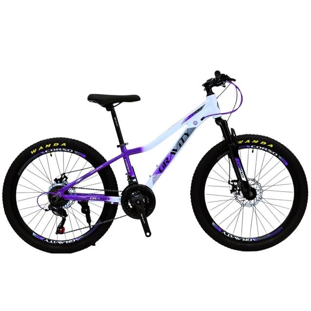 Велосипед 24 AL Corso «GRAVITY» GR-24634 алюміній 12", (к-т SHIMANO) біло-фіолетовий фото westvelo.com