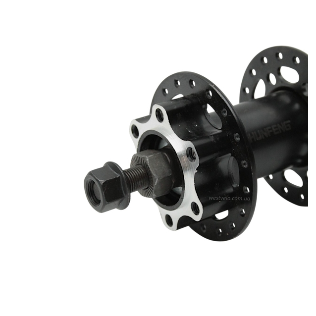 Втулка мтв передня, сталева, диск гальма 6 болтів, чорна, SHUNFENG (14Gx36H) фото westvelo.com