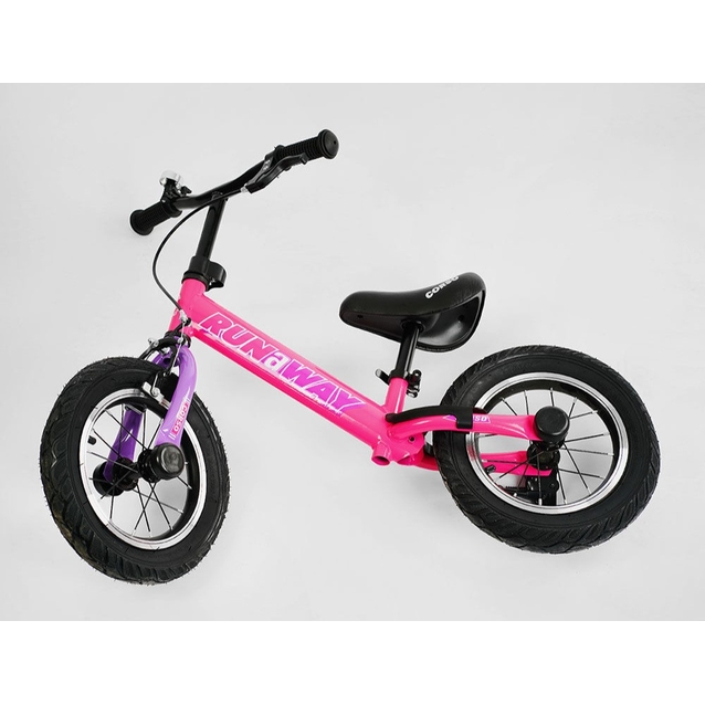 Велобіг 12 Corso надувні колеса, сталева рама «RUN-A-WAY» CV-03348 ручне гальмо, рожево-фіолетовий фото westvelo.com