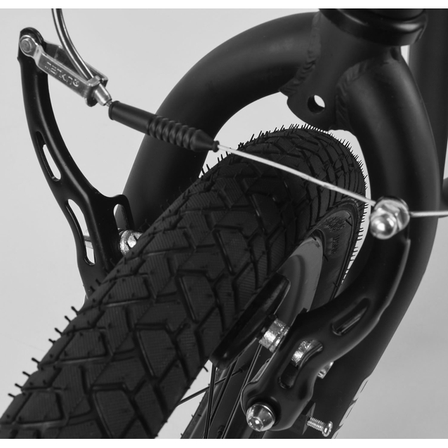 Самокат дитячий 2-х колісний, надувні колеса 16-12 Corso МХ 40902 чорно-блакитний, ручне переднє гальмо фото westvelo.com