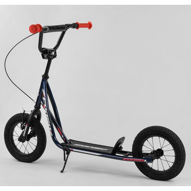 Самокат дитячий 2-х колісний, надувні колеса 12 Corso JT 32050 синій, ручне переднє гальмо фото westvelo.com