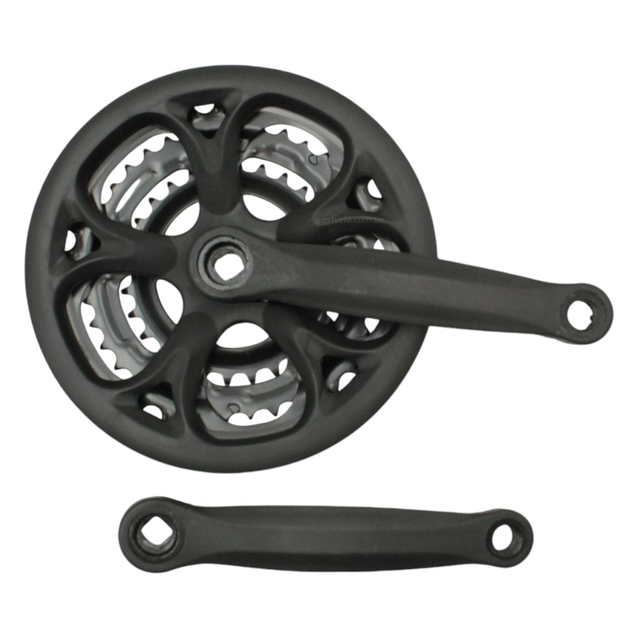 Система шатунів мтв велика чорна "Квітка" (28/38/48Т) L-170мм. фото westvelo.com