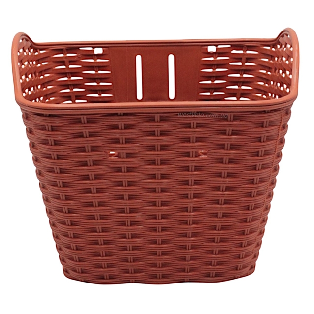 Кошик пластмасовий плетений коричневий фото westvelo.com