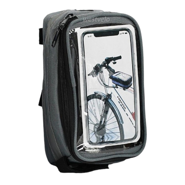 Сумка на раму + місце для телефону,сіра з світловідбиваючою вставкою фото westvelo.com