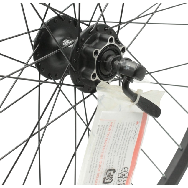 Колесо 26 перед, обід 2-ний чорний дисковий, втулка SHIMANO DEORE FH-M525A, диск 6 болтів,ексцентрик,чорна спиця фото westvelo.com