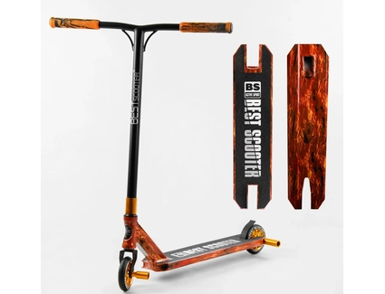 Самокат трюковий Best Scooter «ABSTRACTION» BS-77225 помаранчевий,  HIC-система, пеги, AL диск та дека, колеса PU Ø110mm, ширина керма - 60 см