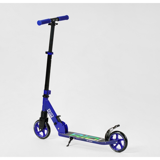 Самокат дитячий 2-х колісний, PU Best Scooter «RIO» 74099 синій, Ø145mm, передній амортизатор, AL гальмо