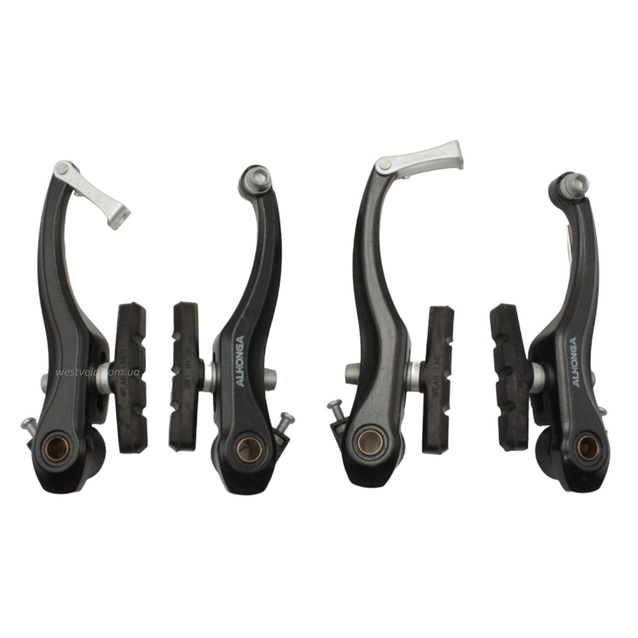 Комплект гальм V-brake ALHONGA алюміній чорний (перед+зад, ручки, троси) фото westvelo.com