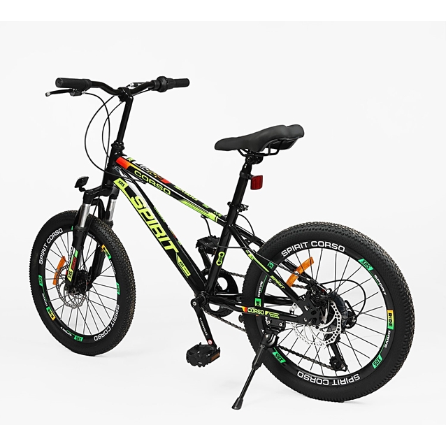 Велосипед 20 ST Corso «SPIRIT» ST-53088 сталь 11", (к-т SHIMANO) чорно-салатовий фото westvelo.com